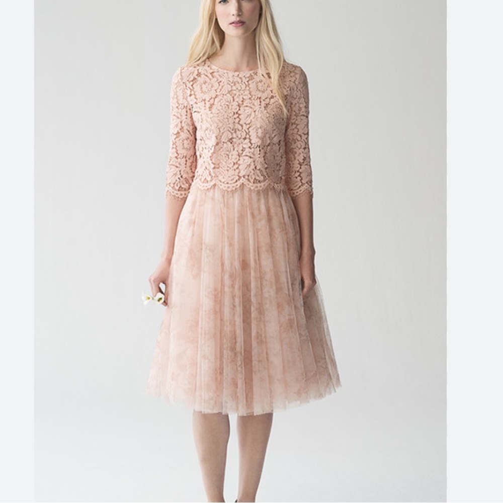 Jenny Yoo Cord Lace bridal topper cover up wrap bolero blush MEDIUM sleeve NWT - Picture 2 of 9